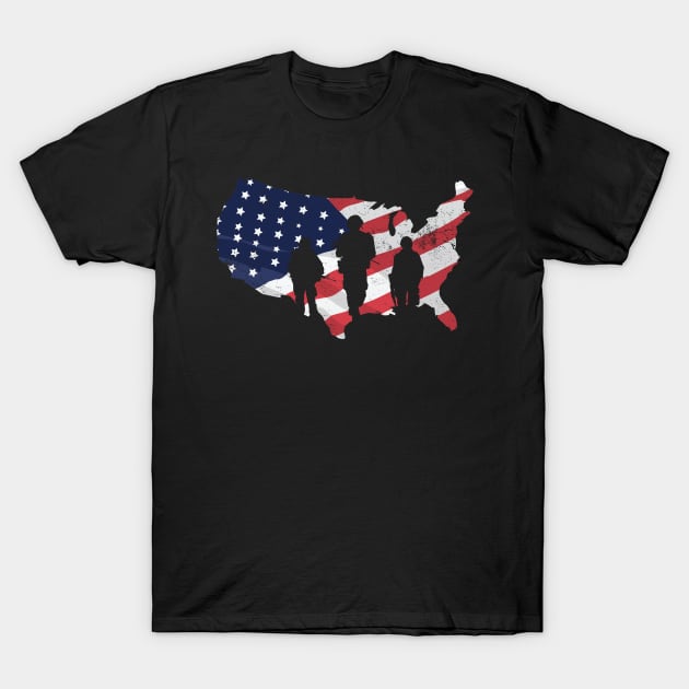 Patriotic Soldier American Flag Design T-Shirt by ghsp